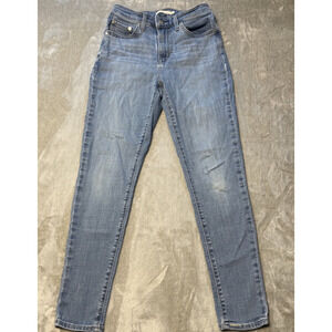 Levi’s 721 Jeans Womens 28 x 28 Denim Blue High Rise Skinny Distressed Stretchy